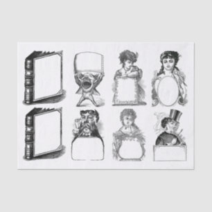 Vintage Victorian Blank Sign Etchings Decoupage Tissue Paper