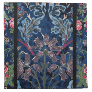 Vintage Victorian Blue Velvet Floral Cloth Napkin