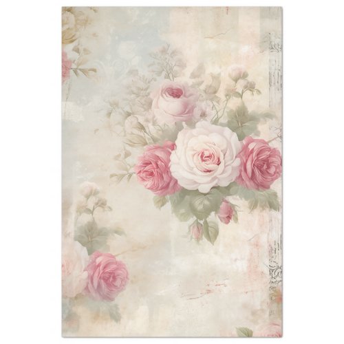 Vintage Victorian blush roses shabby chic retro Tissue Paper