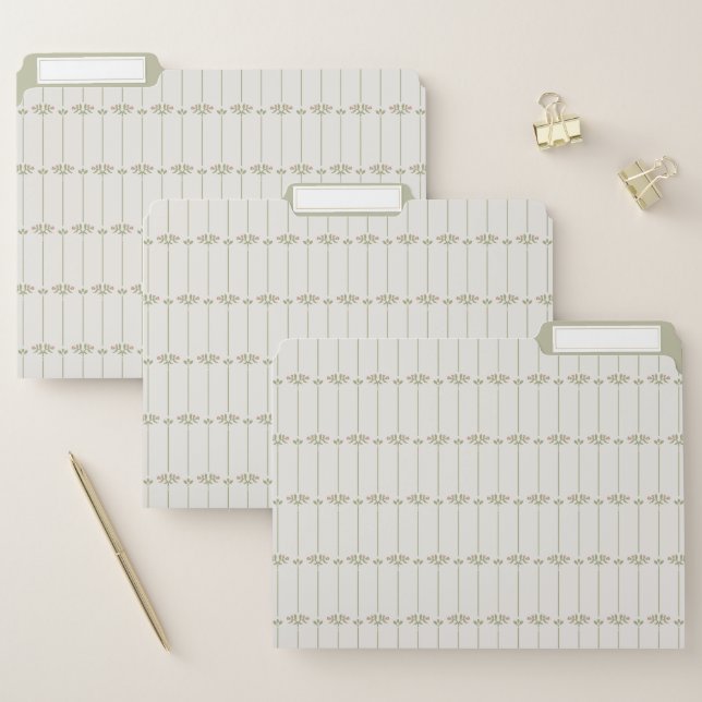 Vintage Victorian Botanical Lines Monogram File Folder (Set)
