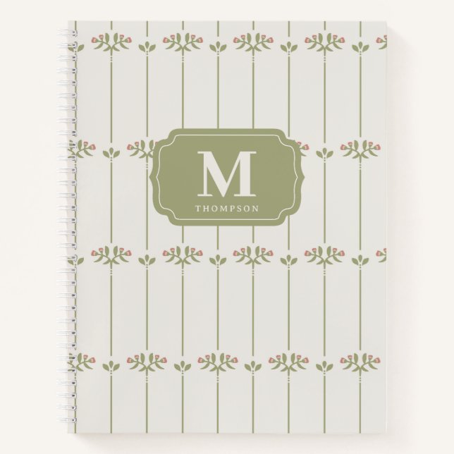 Vintage Victorian Botanical Traditional Lines Notebook (Front)