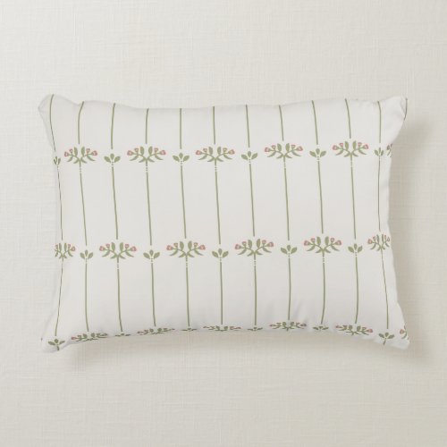 Vintage Victorian Botanical Traditional Stripes Accent Pillow