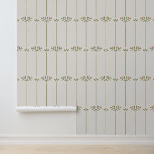 Vintage Victorian Botanical Traditional Stripes Wallpaper