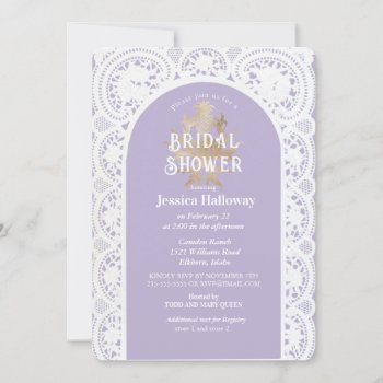 Vintage Victorian Bridal Shower Pastel Lilac Invitation by IlonaVintage at Zazzle