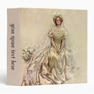 Vintage Victorian Bride, Antique Bridal Portrait 3 Ring Binder