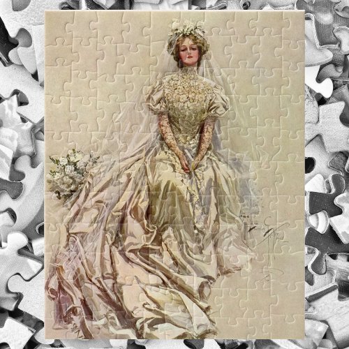 Vintage Victorian Bride Antique Bridal Portrait Jigsaw Puzzle