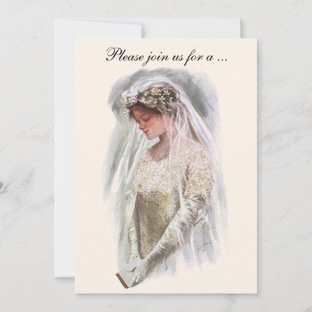 Vintage Victorian Bride, Bridal Shower Party Invitation (Front)