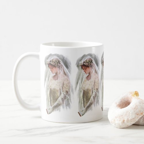 Vintage Victorian Bride with Bible Harrison Fisher Coffee Mug