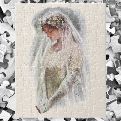 Vintage Victorian Bride with Bible Harrison Fisher Jigsaw Puzzle