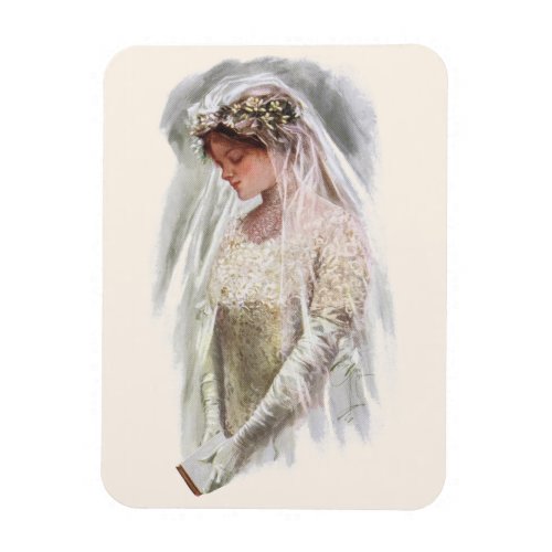 Vintage Victorian Bride with Bible Harrison Fisher Magnet