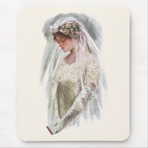 Vintage Victorian Bride with Bible Harrison Fisher Mouse Pad