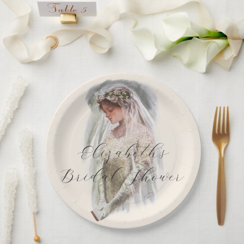 Vintage Victorian Bride with Bible Harrison Fisher Paper Plates