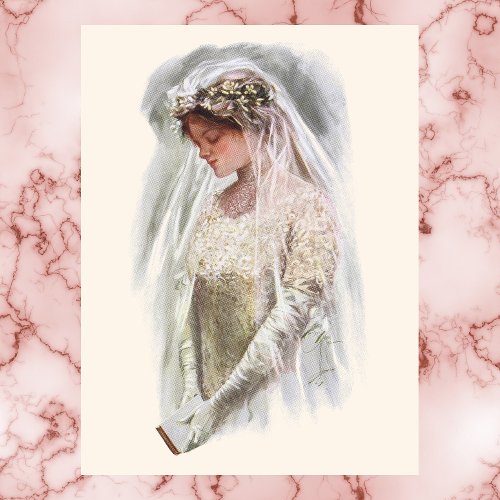 Vintage Victorian Bride with Bible Harrison Fisher Poster