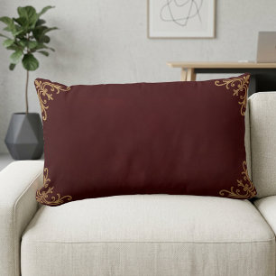 Vintage Victorian Burgundy Wine Leather Minimalist Lumbar Pillow