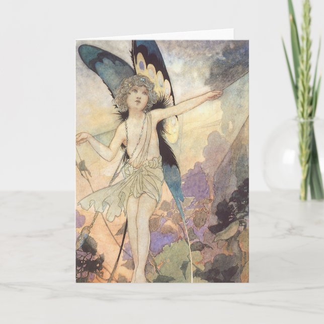 Vintage Victorian Butterfly Fairy by Robinson Card (Front)