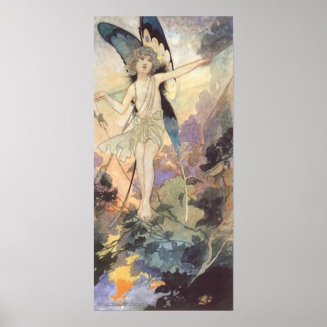 Vintage Victorian Butterfly Fairy by Robinson Poster (Front)