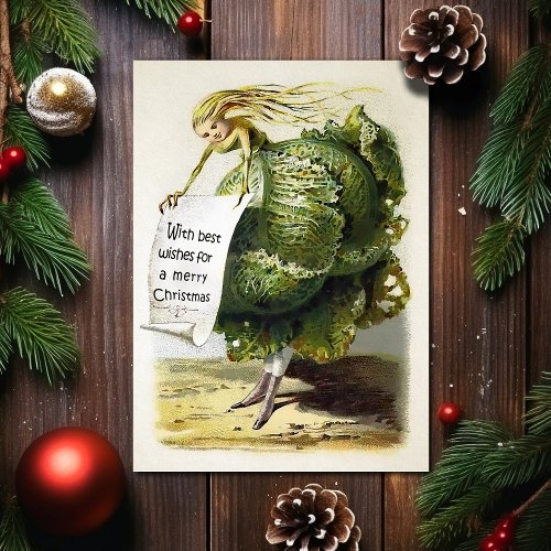 Vintage Victorian Cabbage Odd Holiday Card