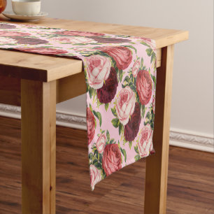 Vintage Victorian Cabbage Roses Table Runner