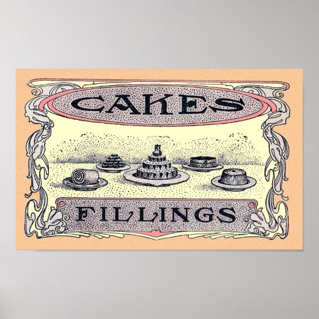 Vintage Victorian Cake Advertisement Poster (Front)