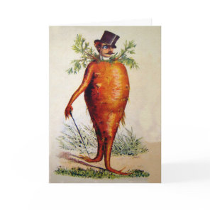 Vintage Victorian Carrot Man Christmas Card