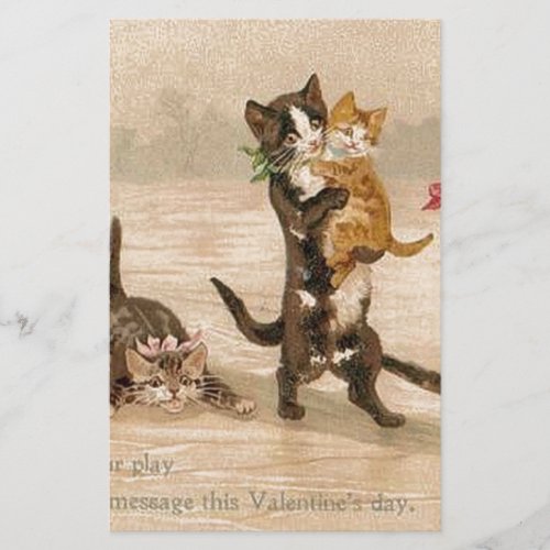 Vintage Victorian Cats Kittens Valentines Day