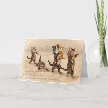 Vintage Victorian Cats Kittens Valentine's Day Holiday Card