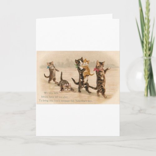 Vintage Victorian Cats Kittens Valentines Day Holiday Card