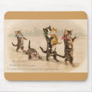 Vintage Victorian Cats Kittens Valentine's Day Mouse Pad