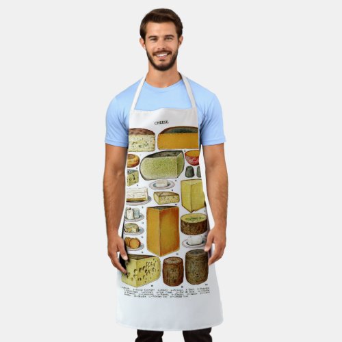 Vintage Victorian Cheese Varieties Illustration Apron