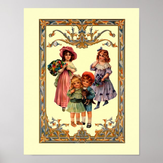 Vintage Victorian Children Art  Poster (Front)