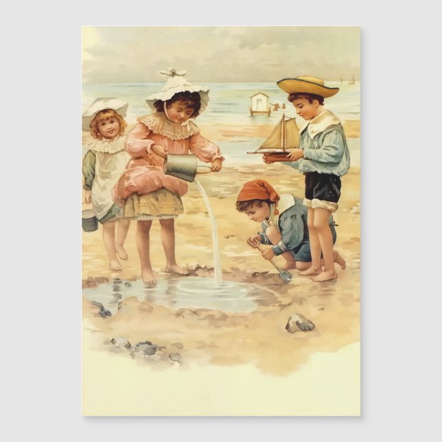 Vintage Victorian Children At The Beach Fine Art (Front)