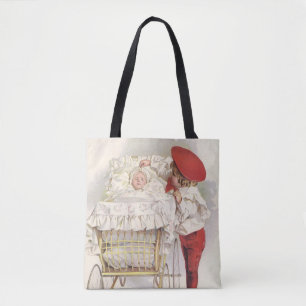Vintage Victorian Children, Child and Baby in Pram Tote Bag