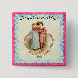 Vintage Victorian Children Gift of Love Valentine Button