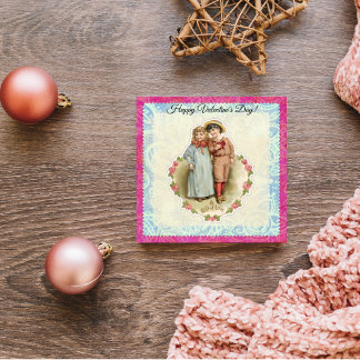 Vintage Victorian Children Gift of Love Valentine Holiday Card