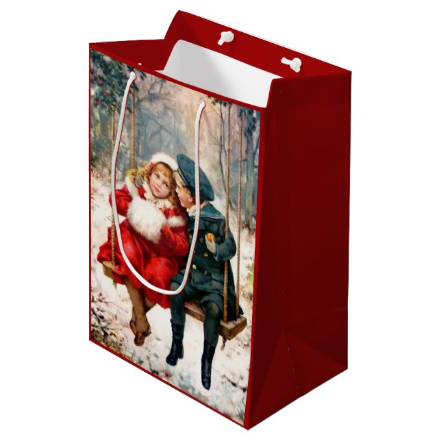 Vintage Victorian Children on Swing Gift Bag (Front Angled)