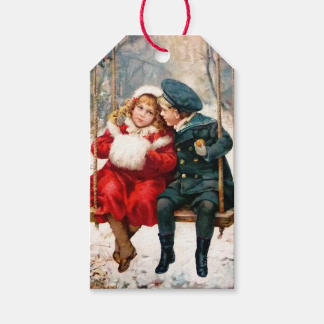 Vintage Victorian Children on Swing Gift Tag (Front)