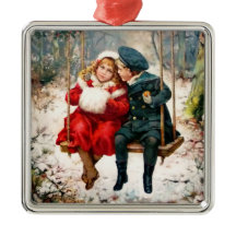 Vintage Victorian Children on Swing Ornament