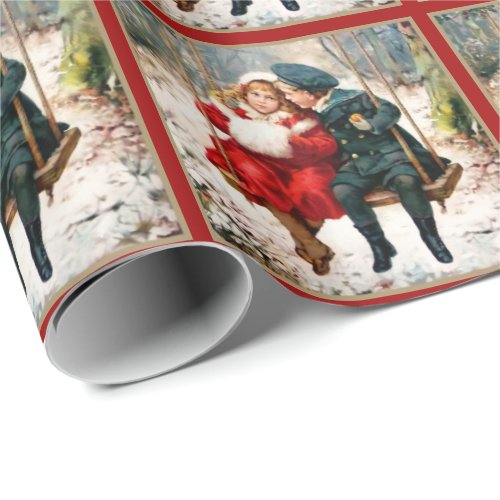 Vintage Victorian Children on Swing Wrapping Paper