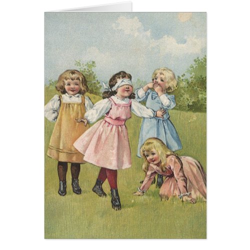 Vintage Victorian Children Play Blind Mans Bluff