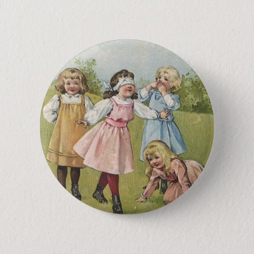 Vintage Victorian Children Play Blind Mans Bluff Pinback Button