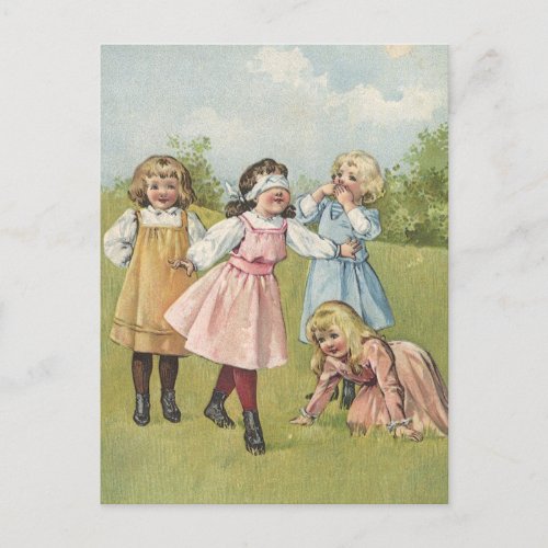 Vintage Victorian Children Play Blind Mans Bluff Postcard