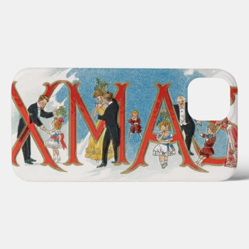 Vintage Victorian Christmas A Merry Xmas Party iPhone 13 Case