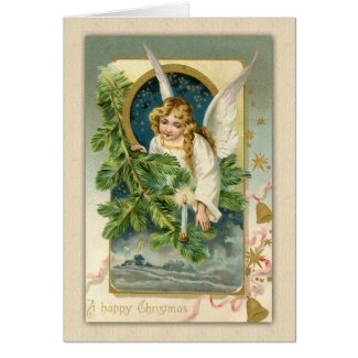 Vintage Victorian Christmas Angel Card 