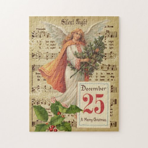 Vintage Victorian Christmas Angel Carol Jigsaw Puzzle
