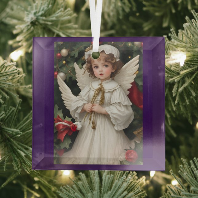 Vintage Victorian Christmas Angel Glass Ornament (Insitu)