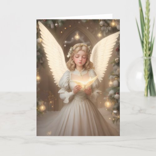 Vintage Victorian Christmas Angel Holiday Card