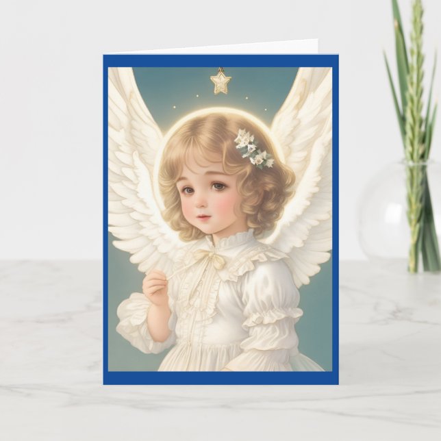 Vintage Victorian Christmas Angel Holiday Card (Front)