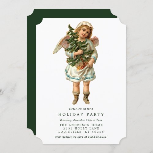Vintage Victorian Christmas Angel Holiday Party Invitation