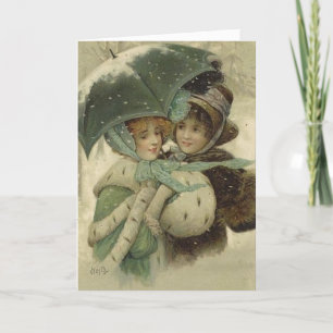Vintage Victorian Christmas Art Holiday Card