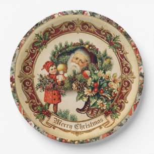 Vintage Victorian Christmas Baubles Paper Plates